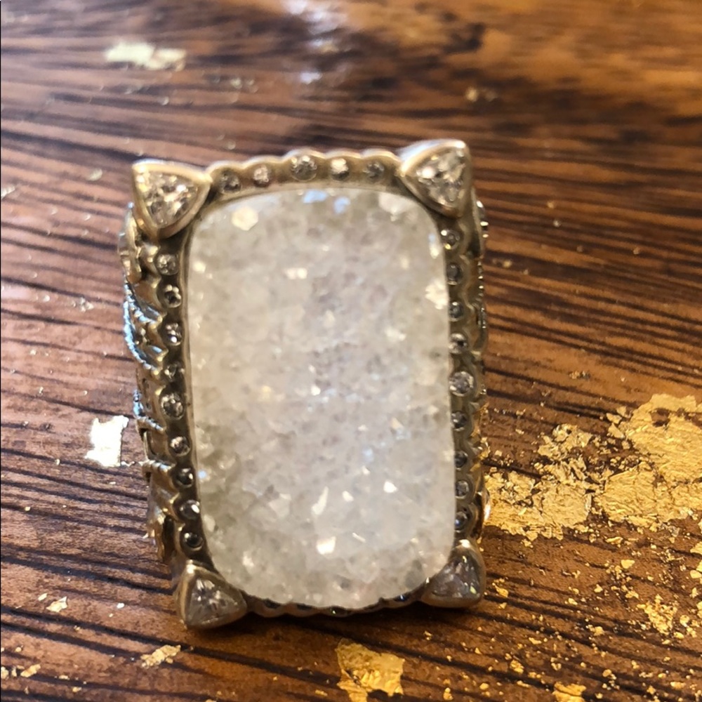 White druzy ring